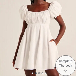 Abercrombie & Fitch size medium petite white puff sleeve babydoll mini dress